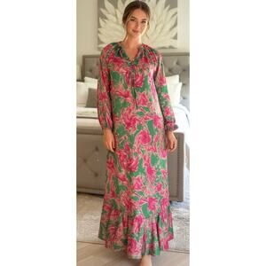 QUQA vibrant swirl print comfy maxi dress/house dress